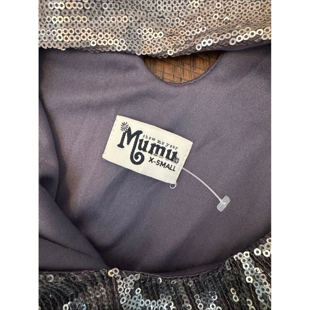 Show Me Your MuMu Silver Sequin Gomez Mini Dress XS